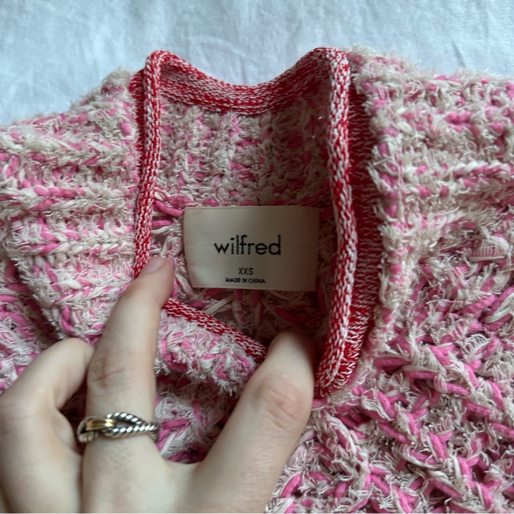 Aritzia Wilfred Pink Confetti Sweater Cropped Mock-Neck Sweater Size Size XXS - Picture 8 of 14